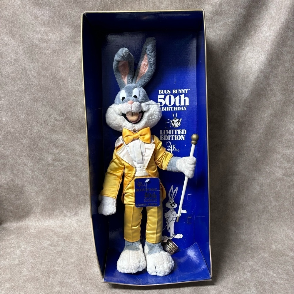 1990 Bugs Bunny 50th Birthday Plush Yellow Suit Limited Edition 24K Company